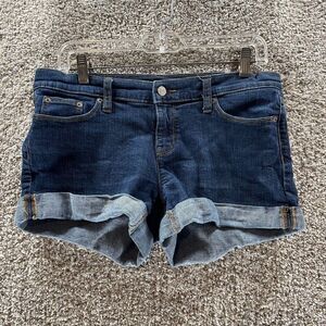 Banana Republic Shorts Womens 6 Blue Denim Cuffed Pockets Preppy Casual Logo